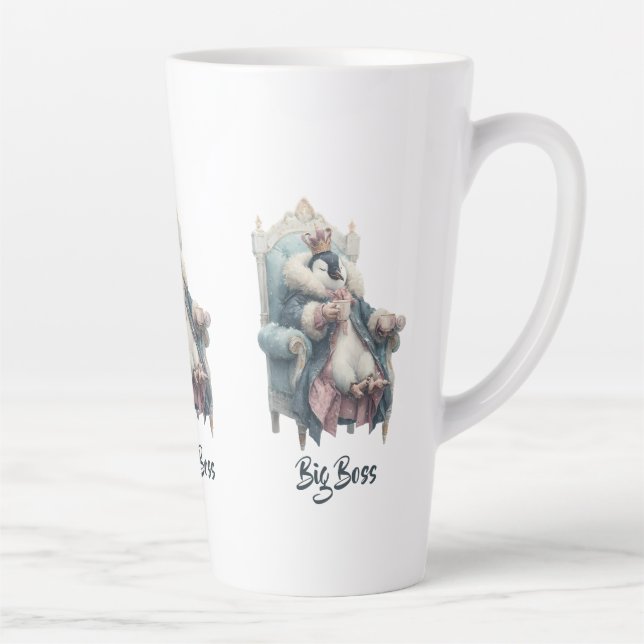 Caneca De Café Latte Big Boss Winter Penguin Design (Direita)