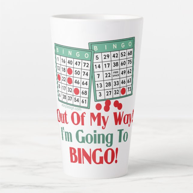 Caneca De Café Latte Bingo Lovers Engraçado Dizendo (Frente)