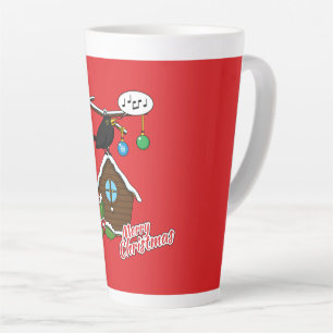 Caneca De Café Latte Bird House Feliz Natal