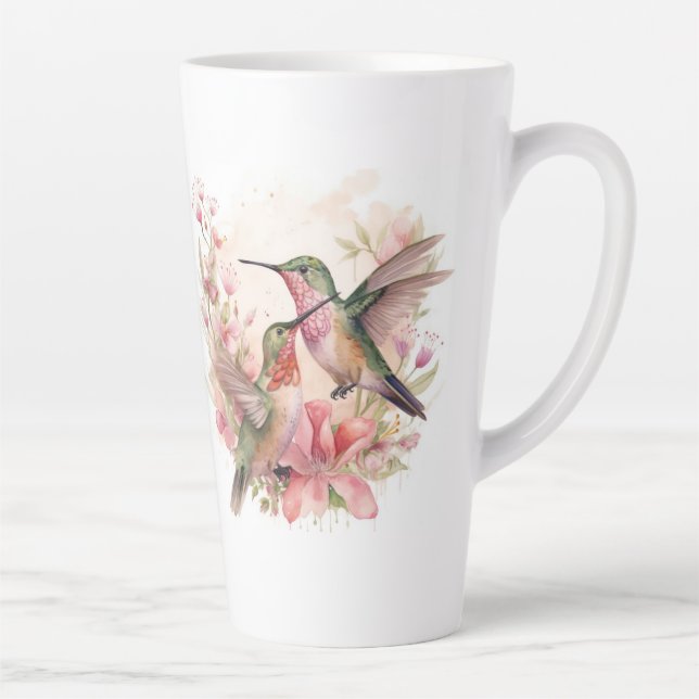 Caneca De Café Latte Bird Humming com Flores (Direita)
