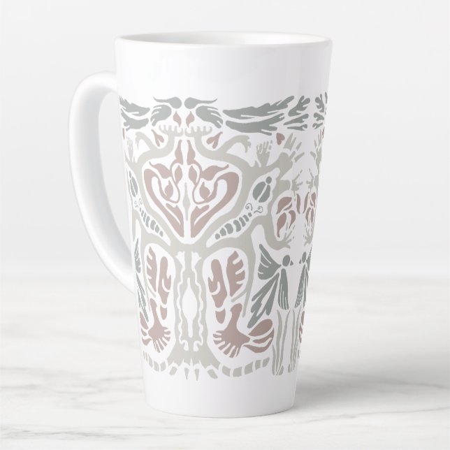 Caneca De Café Latte Bird Tree Art Nouveau Style drawing  (Ângulo esquerdo)