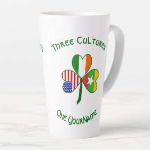 Caneca De Café Latte Birmânia Myanmar Irlandês EUA Trevo Bandeira Perso