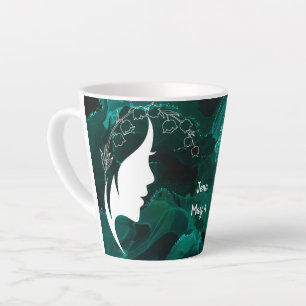 Caneca De Café Latte Birthstone e Flor personalizáveis maio Latte M