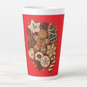 Caneca De Café Latte Biscoitos de Gengibre de Natal Vintage & Férias 