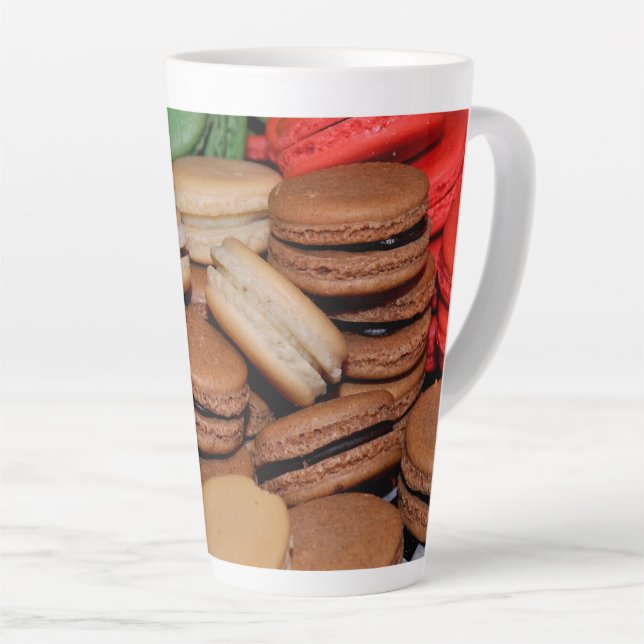 Caneca De Café Latte Biscoitos sanduíches coloridos (Ângulo direito)
