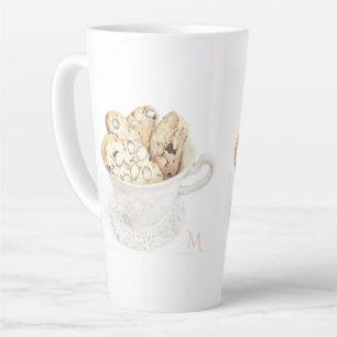 Caneca De Café Latte BISCOTTI Caneca para Latte Alto + Inicial
