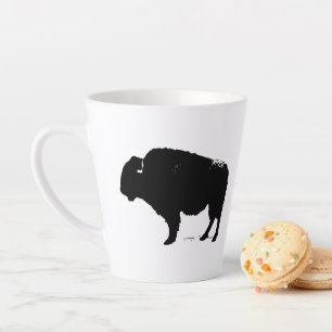 Caneca De Café Latte Bison de Búfalo de Pop Preto e Branco