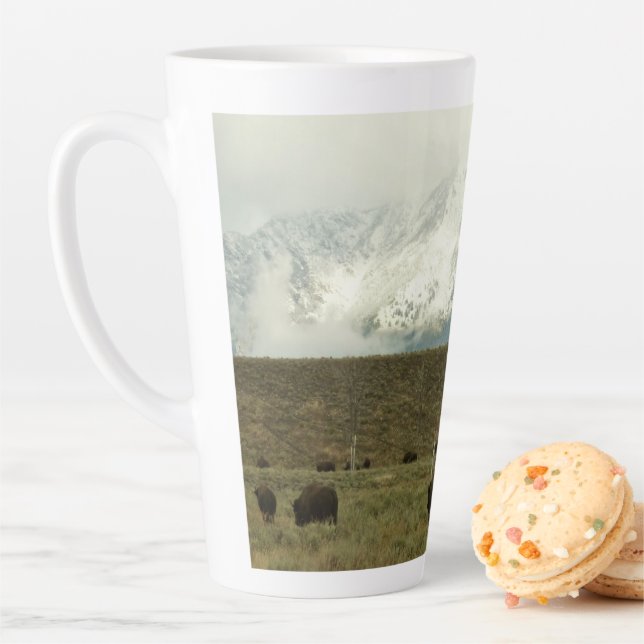 Caneca De Café Latte Bison no Grand Teton National Park Fotografia (In Situ)