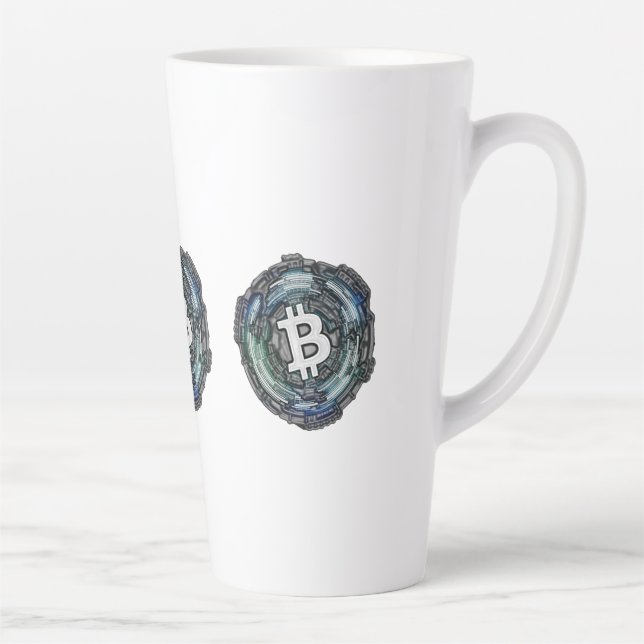 Caneca De Café Latte BITCOIN Crypto Coin Logo BTC Cryptocurrency Trator (Direita)