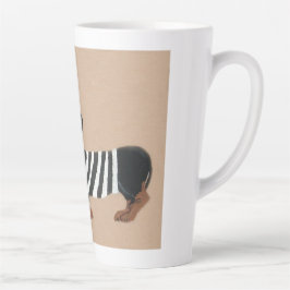 Caneca De Café Latte Black and Brown Dachshund Treat Thief Jailbird