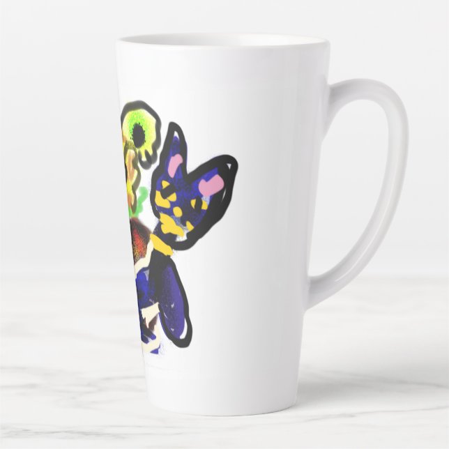 Caneca De Café Latte Black Cat and Sunflowers  (Direita)