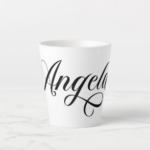 Caneca De Café Latte Black Elegant Lettering Angela