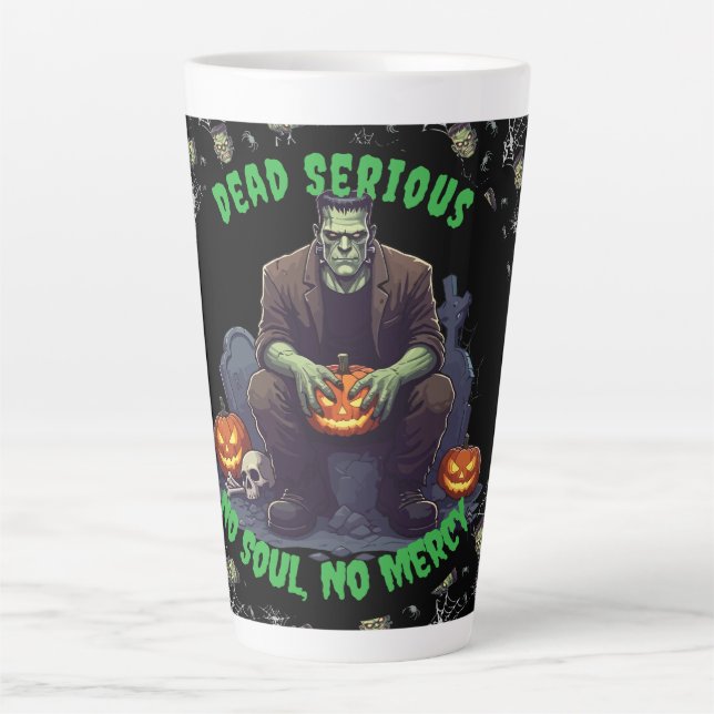 Caneca De Café Latte 🖤 Black Frankenstein Mug 💀 ☕ (Frente)