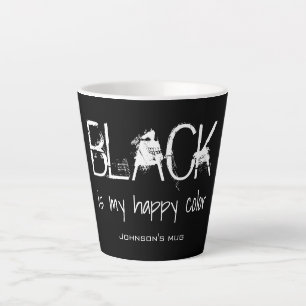 Caneca De Café Latte Black is my happy color - personalized, your name