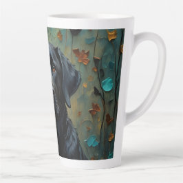 Caneca De Café Latte Black Labrador in Leaves