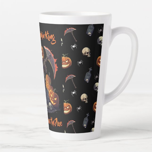Caneca De Café Latte 🖤 Black Pumpkin King Halloween Mug 🎃 (Direita)
