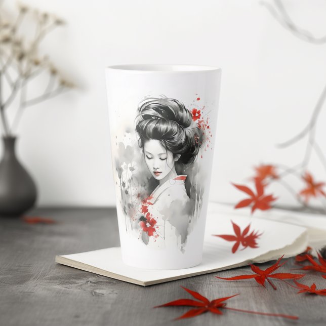 Caneca De Café Latte Black Red Geisha (Criador carregado)