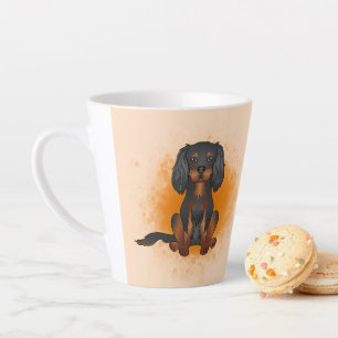 Caneca De Café Latte Black & Tan Cavalier King Charles Dog Em Laranja