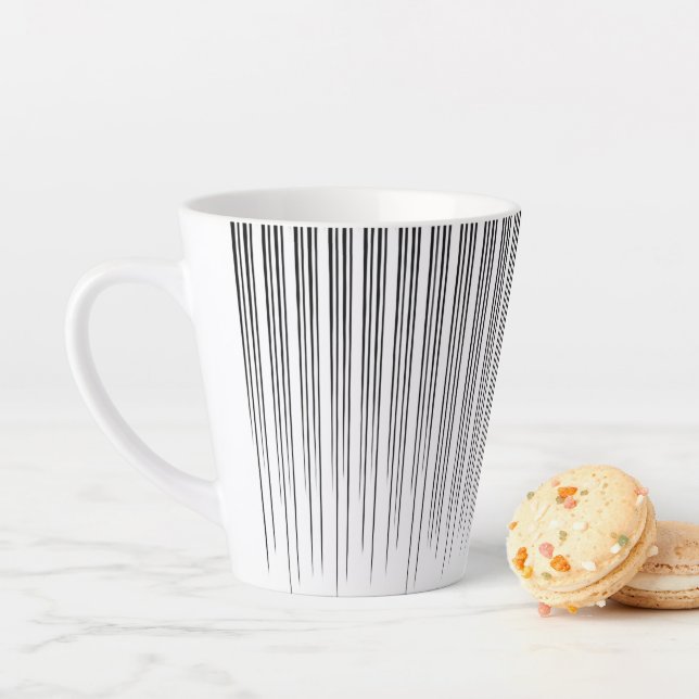 Caneca De Café Latte Black/Turquoise Stylish Stripe Pattern (In Situ)