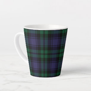 Caneca De Café Latte Black Watch Tartan, Xadrez