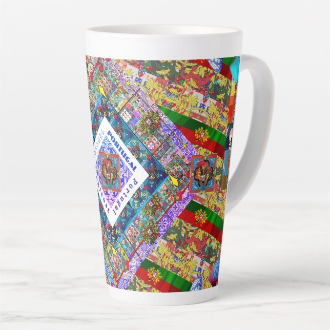 Caneca De Café Latte Blanket de design português (Ângulo direito)