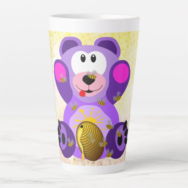 Caneca De Café Latte Blauer Honig Bär (Frente)