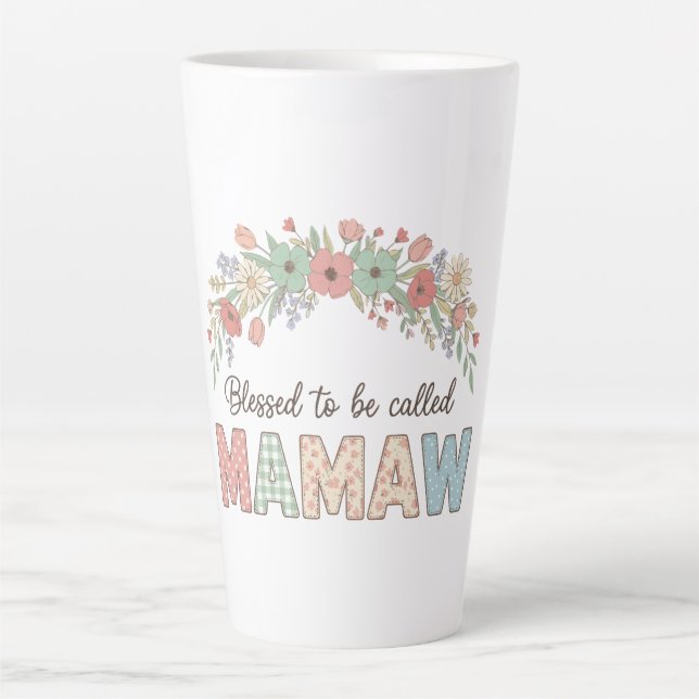 Caneca De Café Latte Blessed to be called Mamaw (Frente)
