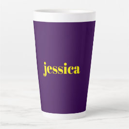 Caneca De Café Latte Bloco de cor minimalista nome personalizado