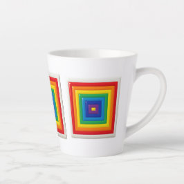 Caneca De Café Latte Bloco de Cores Geométricas Retrô