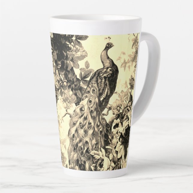 Caneca De Café Latte Bloco floral de toile dourado vitoriano (Ângulo direito)