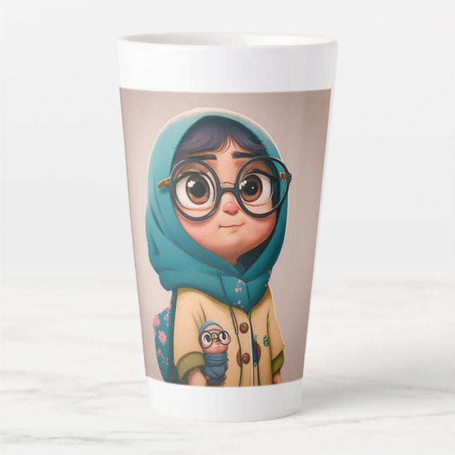 Caneca De Café Latte Blogueira de latas Hijab (Frente)