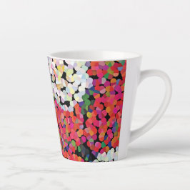 Caneca De Café Latte Blogues Florais de Cristal Vermelho