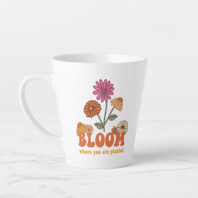 Caneca De Café Latte Bloom onde você está plantado (Esquerda)