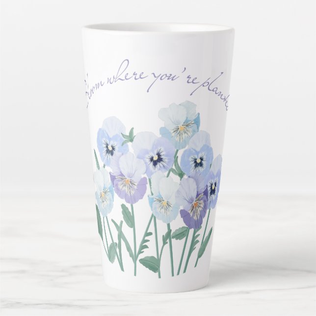 Caneca De Café Latte Bloom onde você está plantado (Frente)