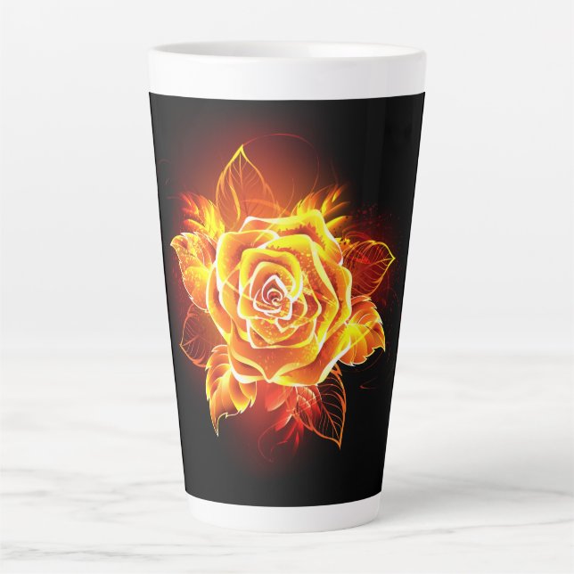 Caneca De Café Latte Blooming Fire Rosa (Frente)