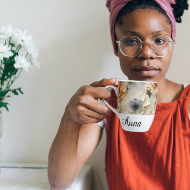Caneca De Café Latte Blooms de inspiração: personalizados (Criador carregado)