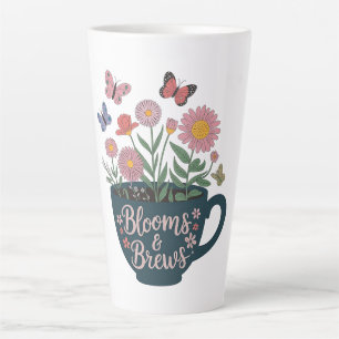 Caneca De Café Latte Blooms e Breve Design - Gráfico Físico Whimsical