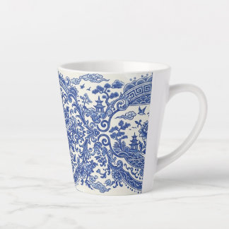 Caneca De Café Latte Blue and White Oriental Chinoiserie Porcelain Insp