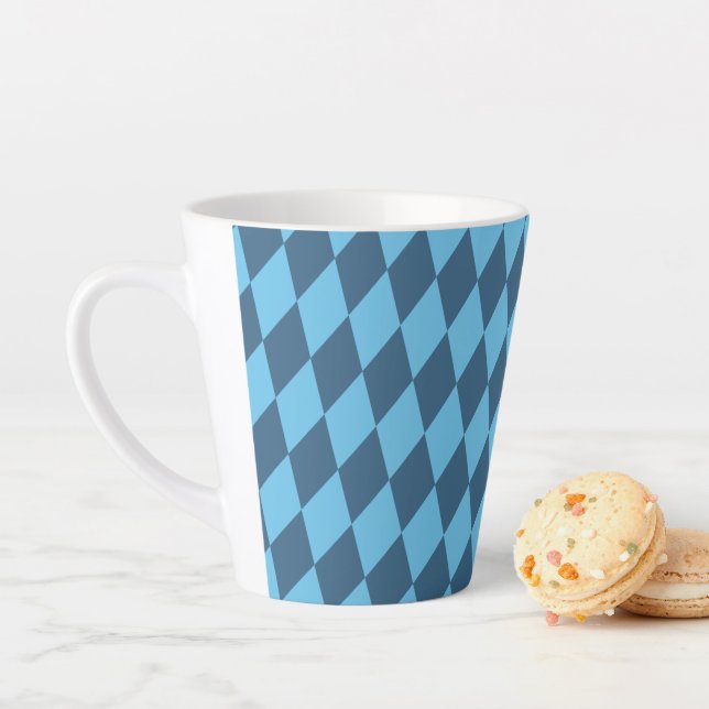 Caneca De Café Latte Blue Bavaria Rhombus Flag Pattern (In Situ)
