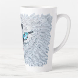 Caneca De Café Latte Blue Eyed Fluffy Cat