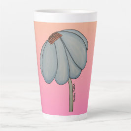 Caneca De Café Latte Blue flower with pink background