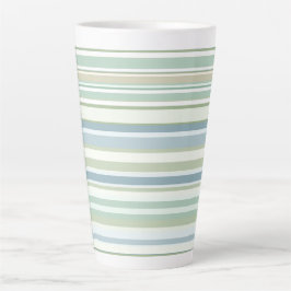 Caneca De Café Latte Blue Green and white stripes