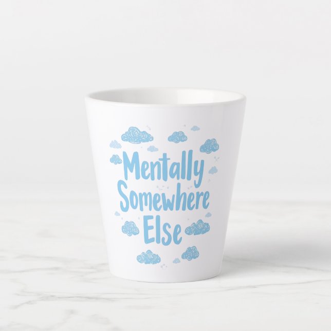 Caneca De Café Latte Blue Pastel Daydreamer Saying (Frente)