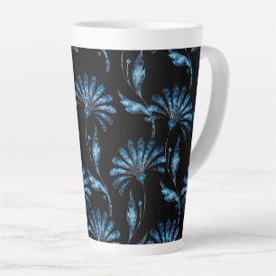 Caneca De Café Latte Blue Shimmer Floral