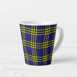 Caneca De Café Latte Blue Yellow Plaid Checker Seamless Pattern