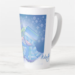 Caneca De Café Latte Blues de inverno de Natal giro