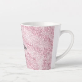 Caneca De Café Latte Blush Pink Glitter Sparkle Christmas