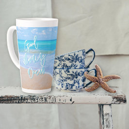 Caneca De Café Latte Boa Manhã Oceano Azul Água Altura Latina