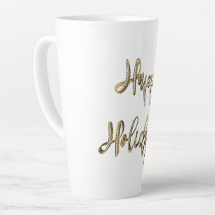 Caneca De Café Latte Boas Férias White Diamantes Dourados Chic
