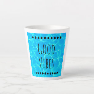 Caneca De Café Latte Boas Vibes Limpar Piscina Azul Foto de Água